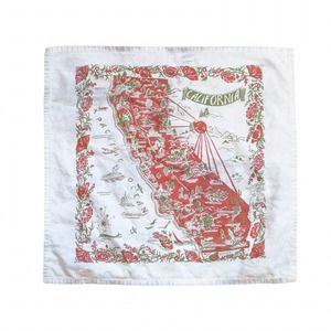 VINTAGE CALIFORNIA STATE WHITE BANDANA HANKERCHIEF 22X23